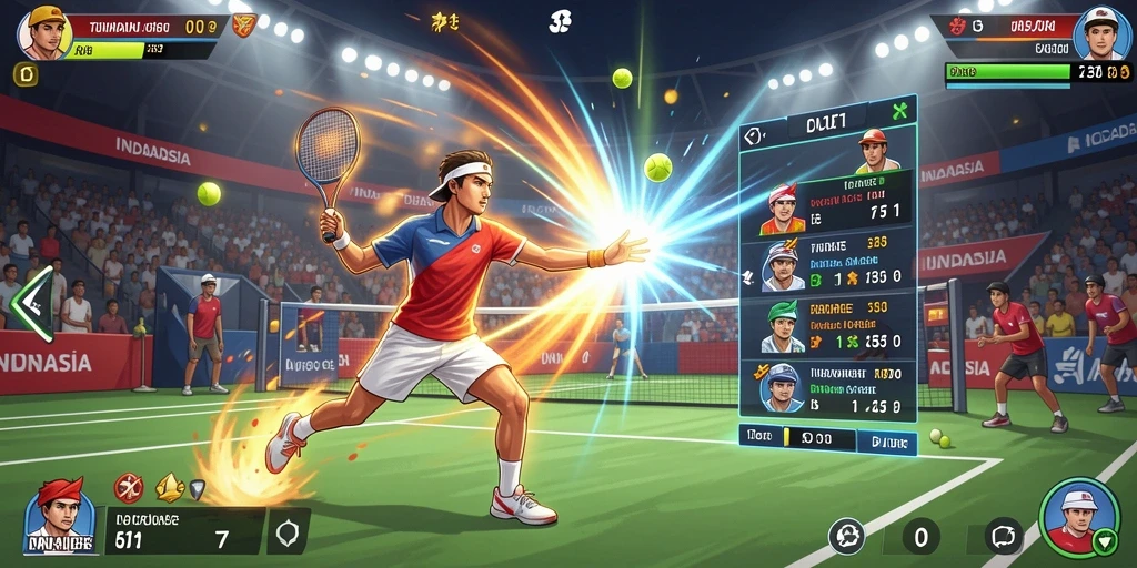 Screenshot menampilkan gameplay yang menegangkan dan berwarna-warni.